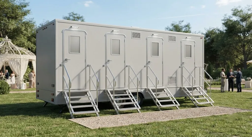 4 stall restroom trailer from our San Marcos fleet